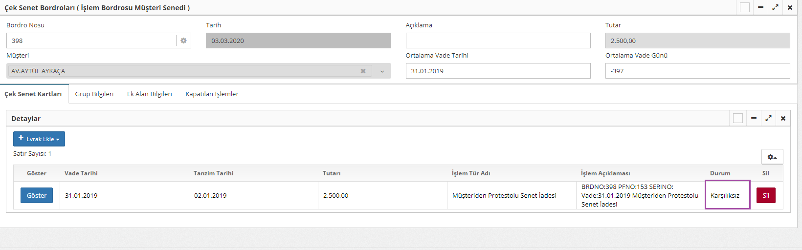 karşılıksız senet